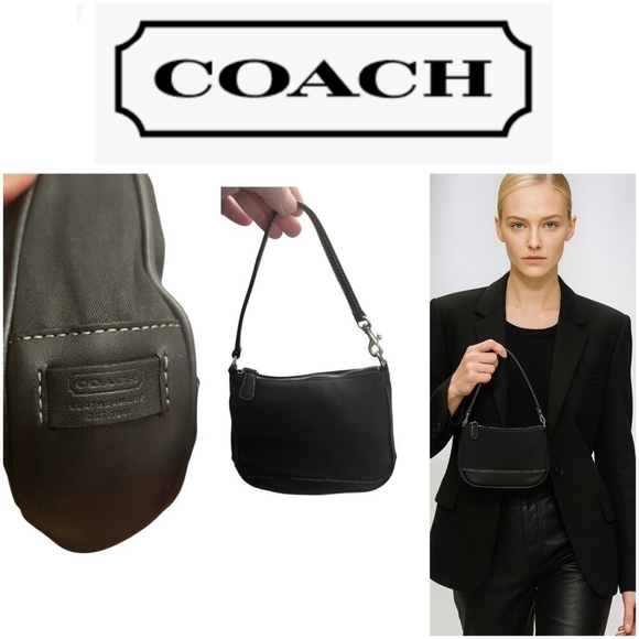 Vintage Coach black mini hand bag - rare circa late 1990's As Pictures - Picture 13 of 13